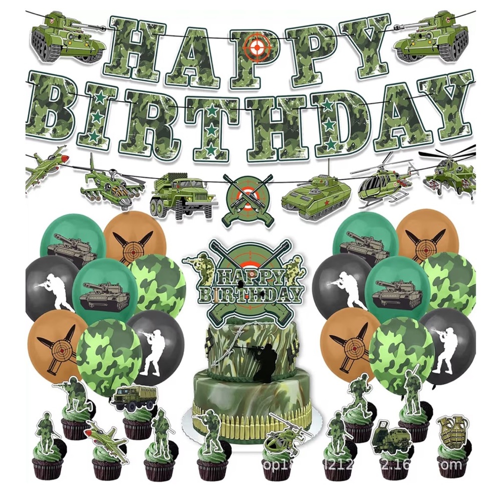 Camouflage Army Birthday Party Supplies Set